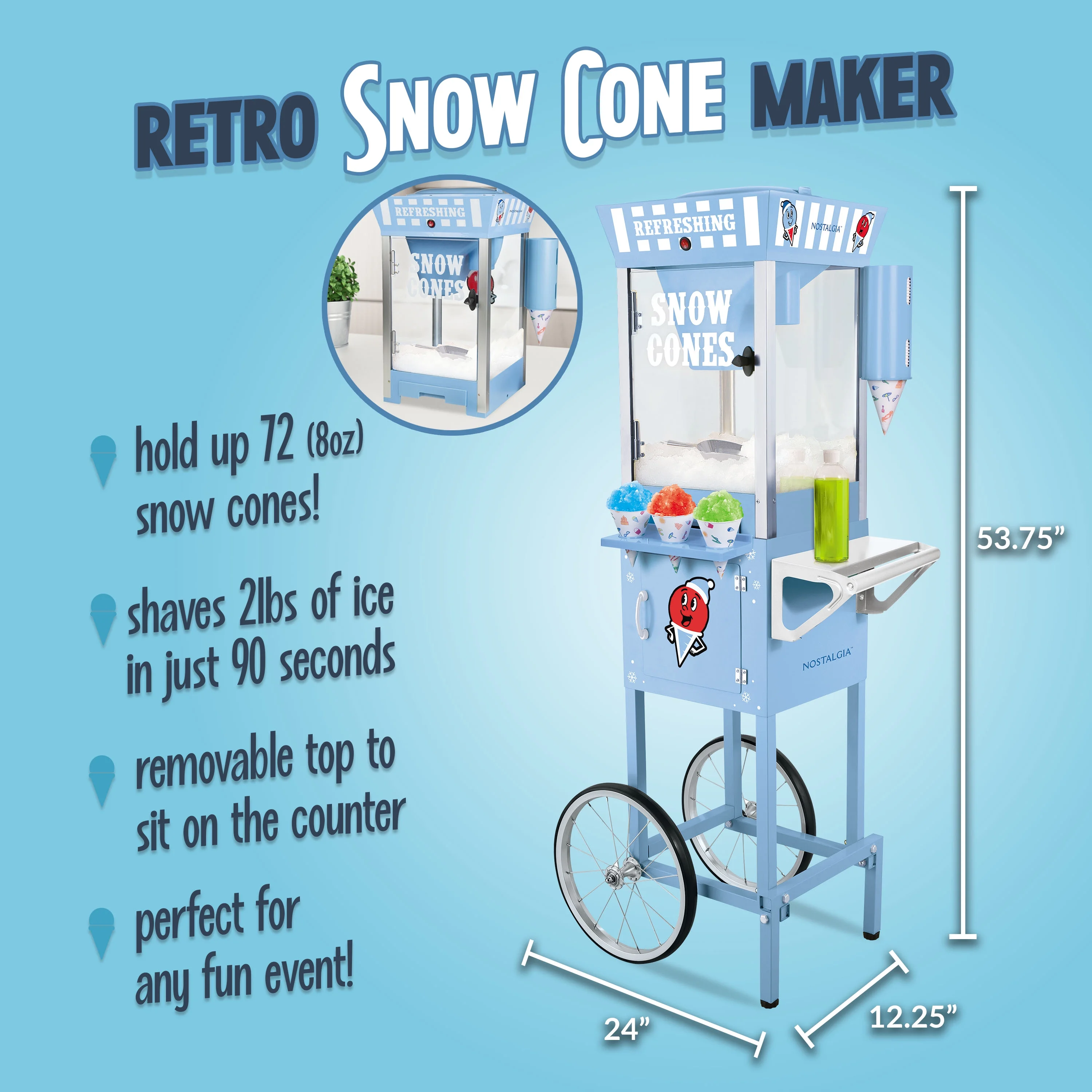 Nostalgia 54 in. Old Fashioned Snow Cone Cart
