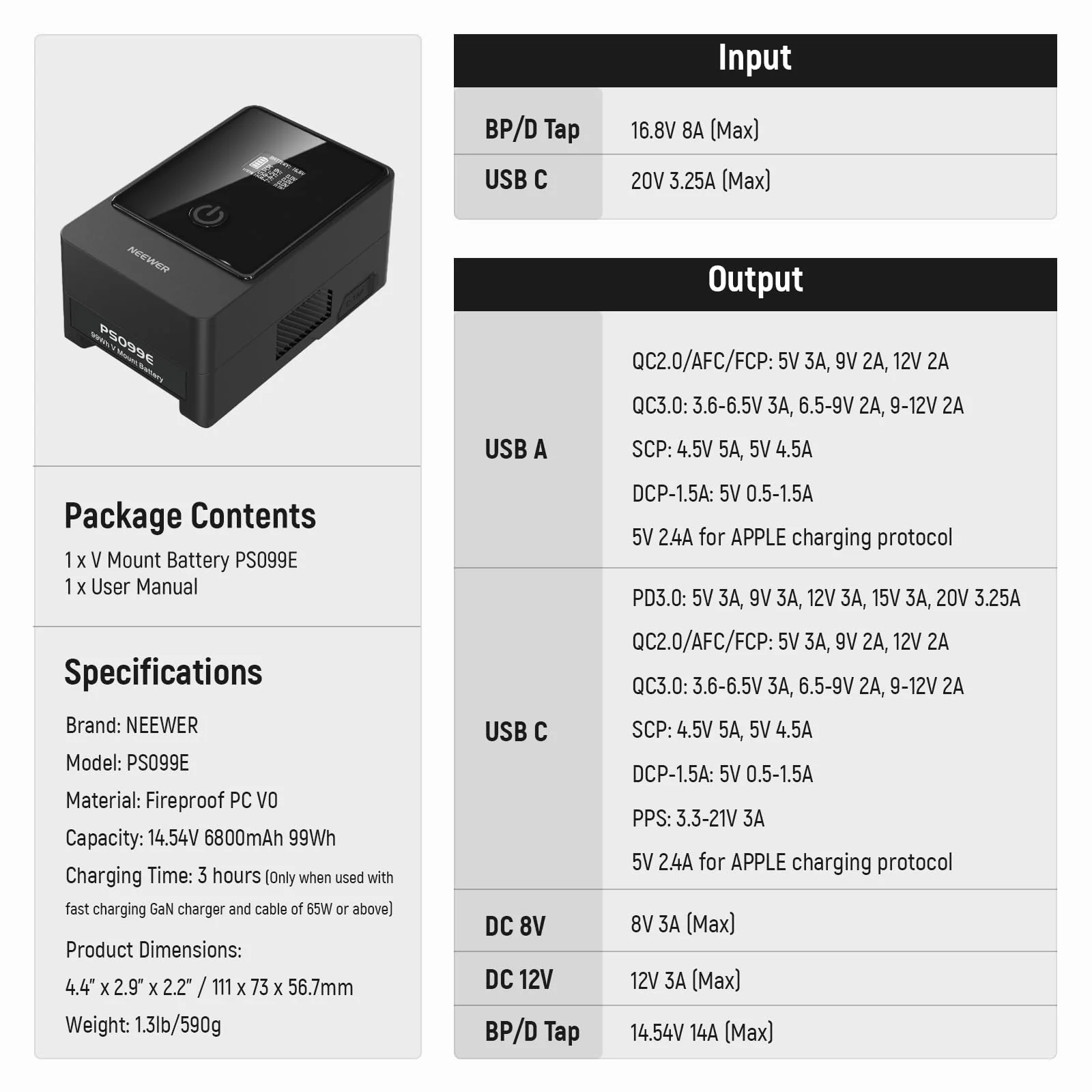 NEEWER Mini V Mount Battery 6800mAh 99Wh 14.5V