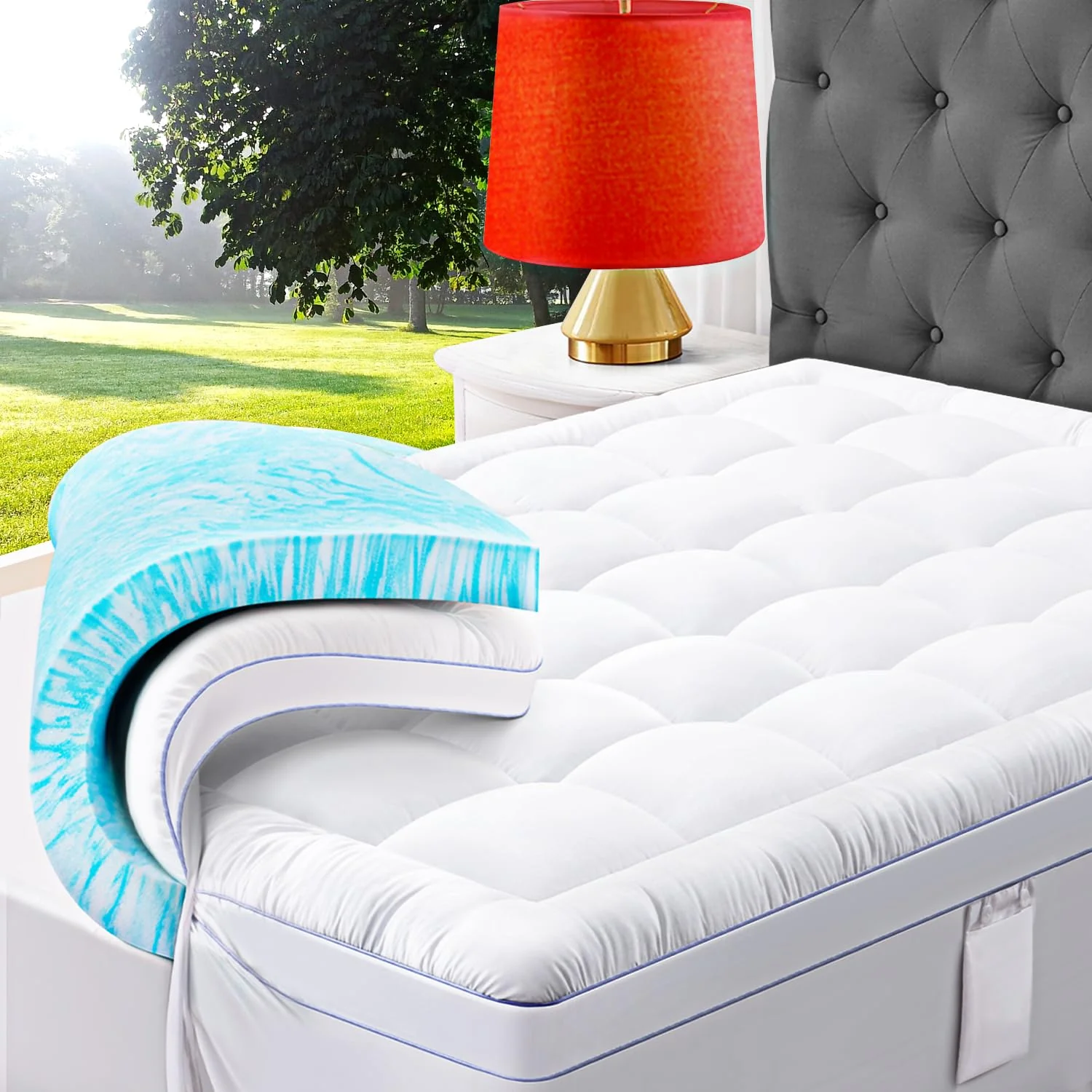 ABENE 3 Inch Dual Layer Memory Foam Mattress Topper