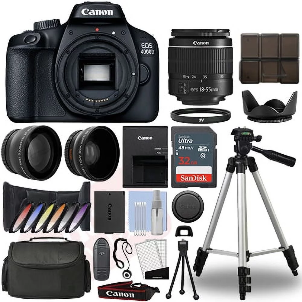 Canon EOS 4000D SLR Camera+ 18-55mm 3 Lens Kit+ 32GB Best Value Kit