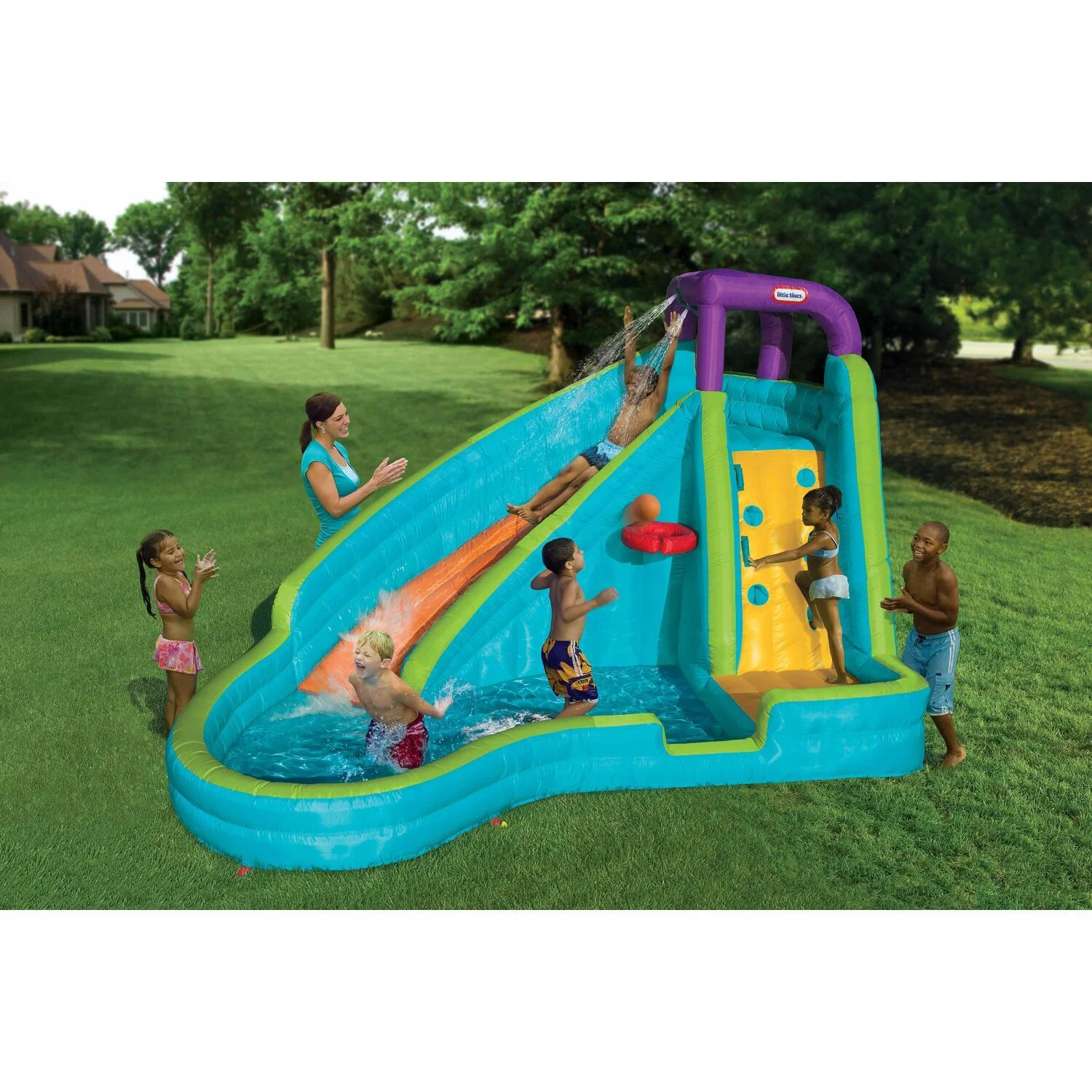Little Tikes Slam 'n Curve Inflatable Water Slide with Blower
