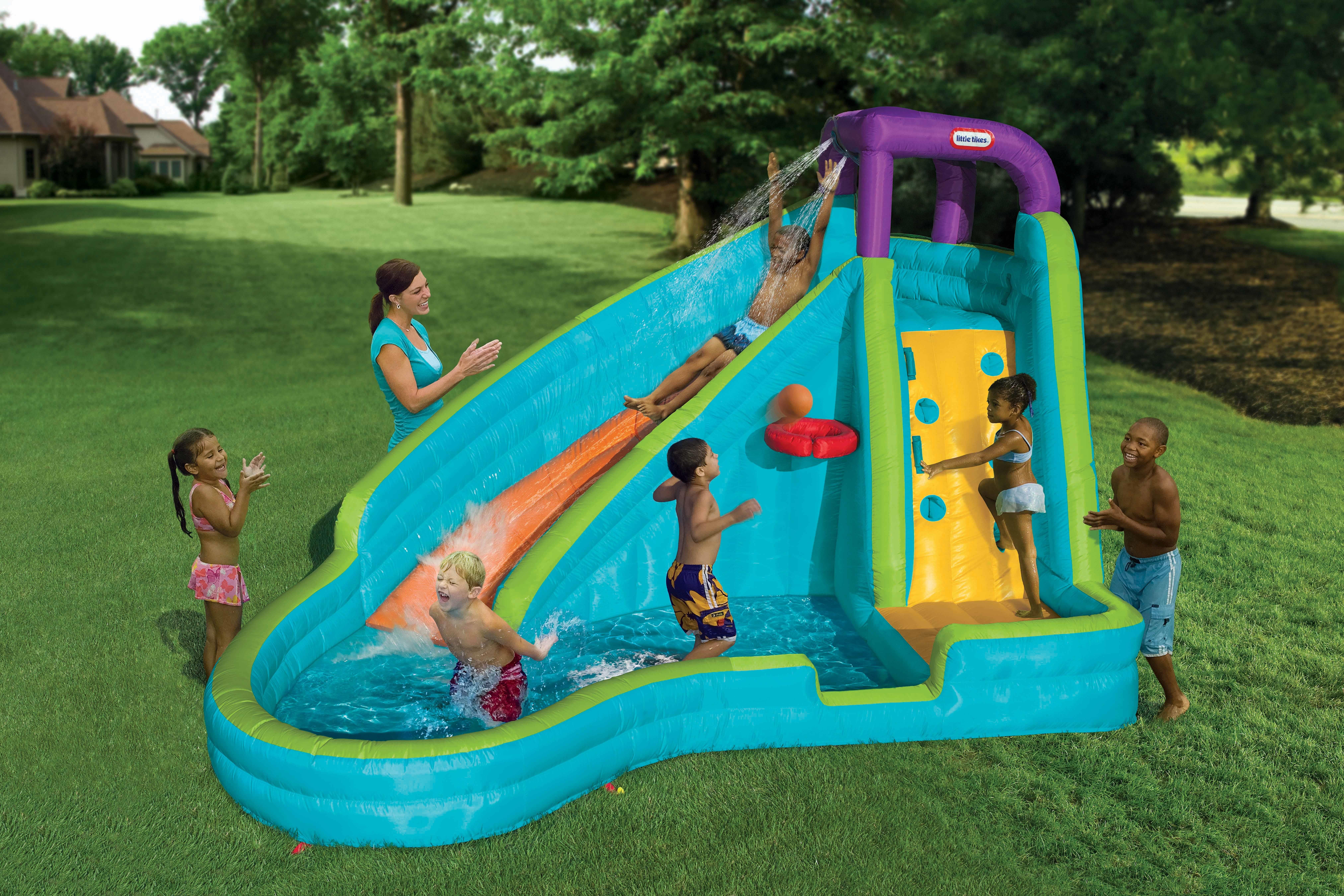Little Tikes Slam 'n Curve Inflatable Water Slide with Blower