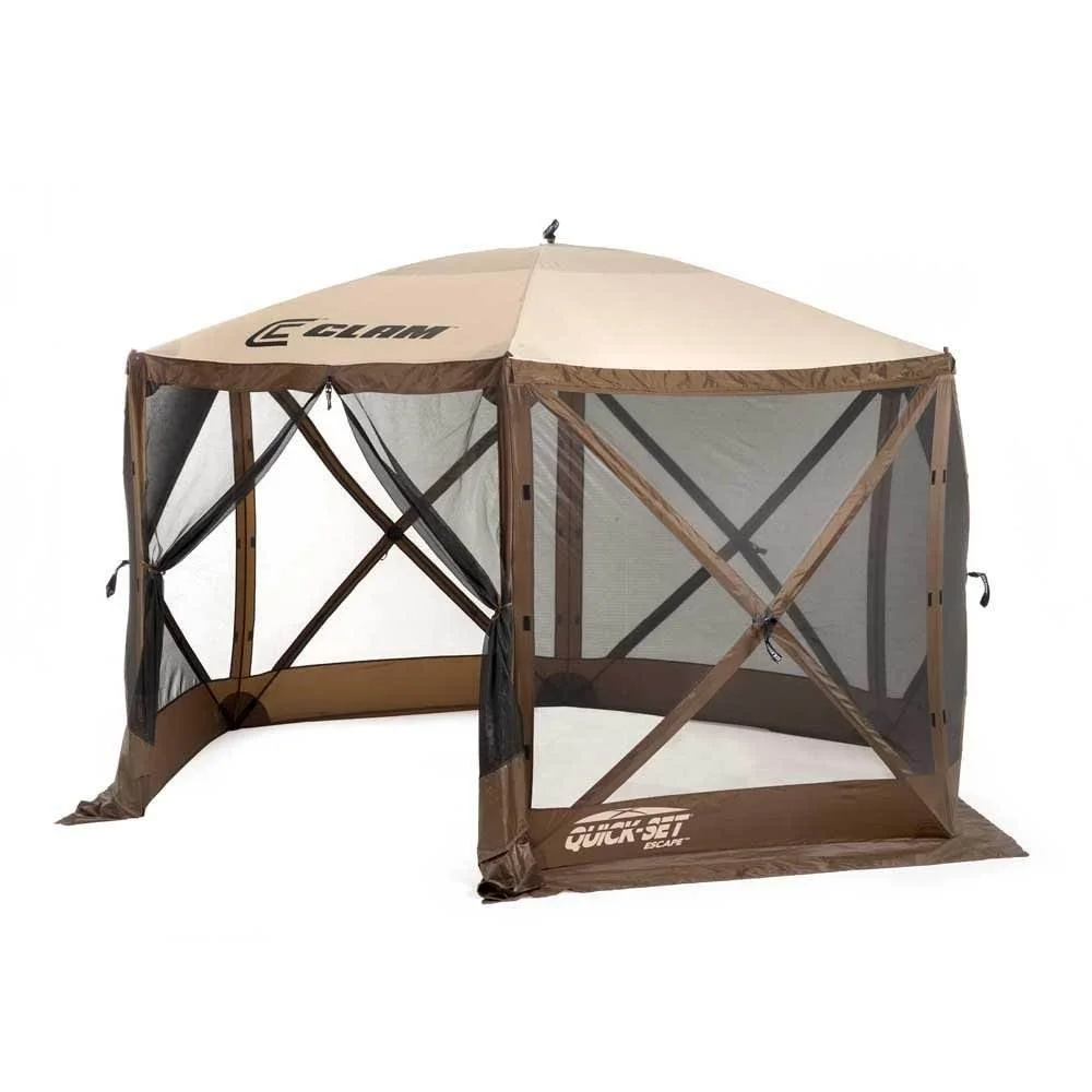 Open Box CLAM Quick-Set Escape Portable Outdoor Gazebo Canopy, Brown