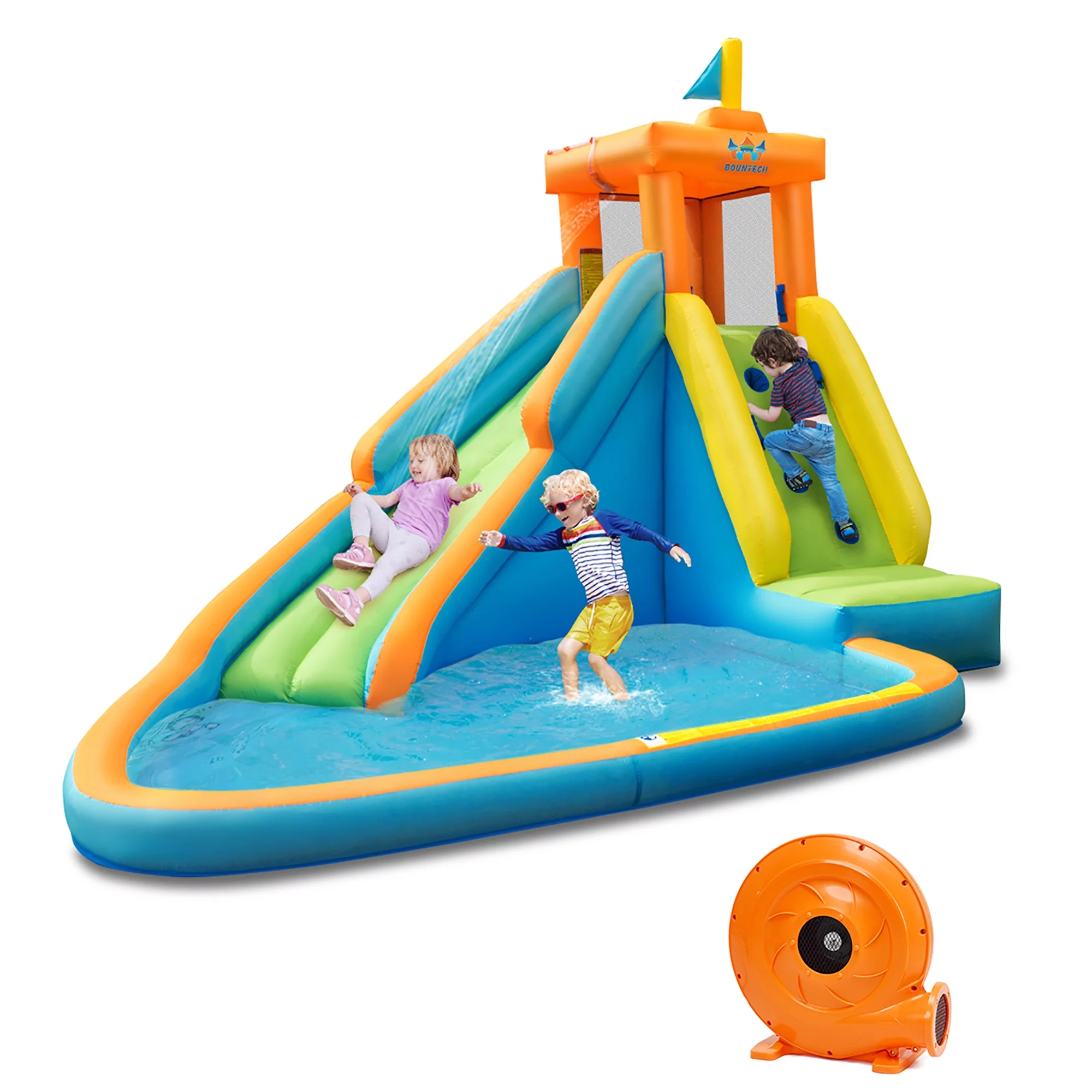 Costway Kids Bounce House Castle Splash Water Pool W/ 740W Blower