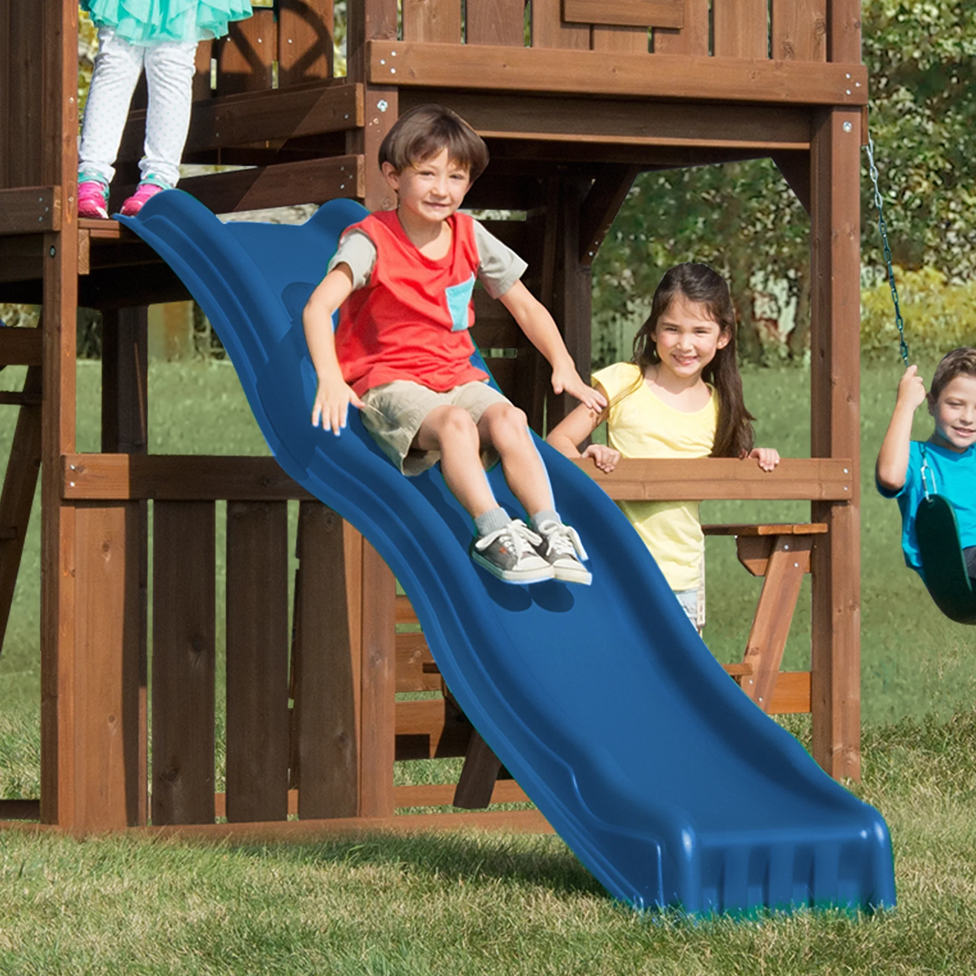 Swing-N-Slide 4 foot Cool Wave Slide with Lifetime Warranty, Blue