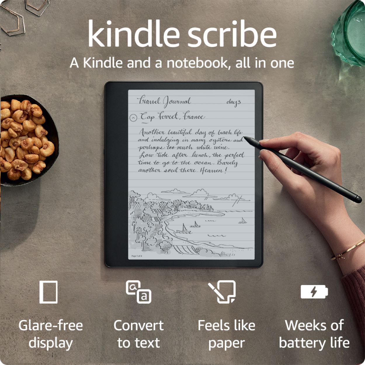 Amazon - Kindle Scribe Digital Notebook- Premium Pen - 2022 - Gray