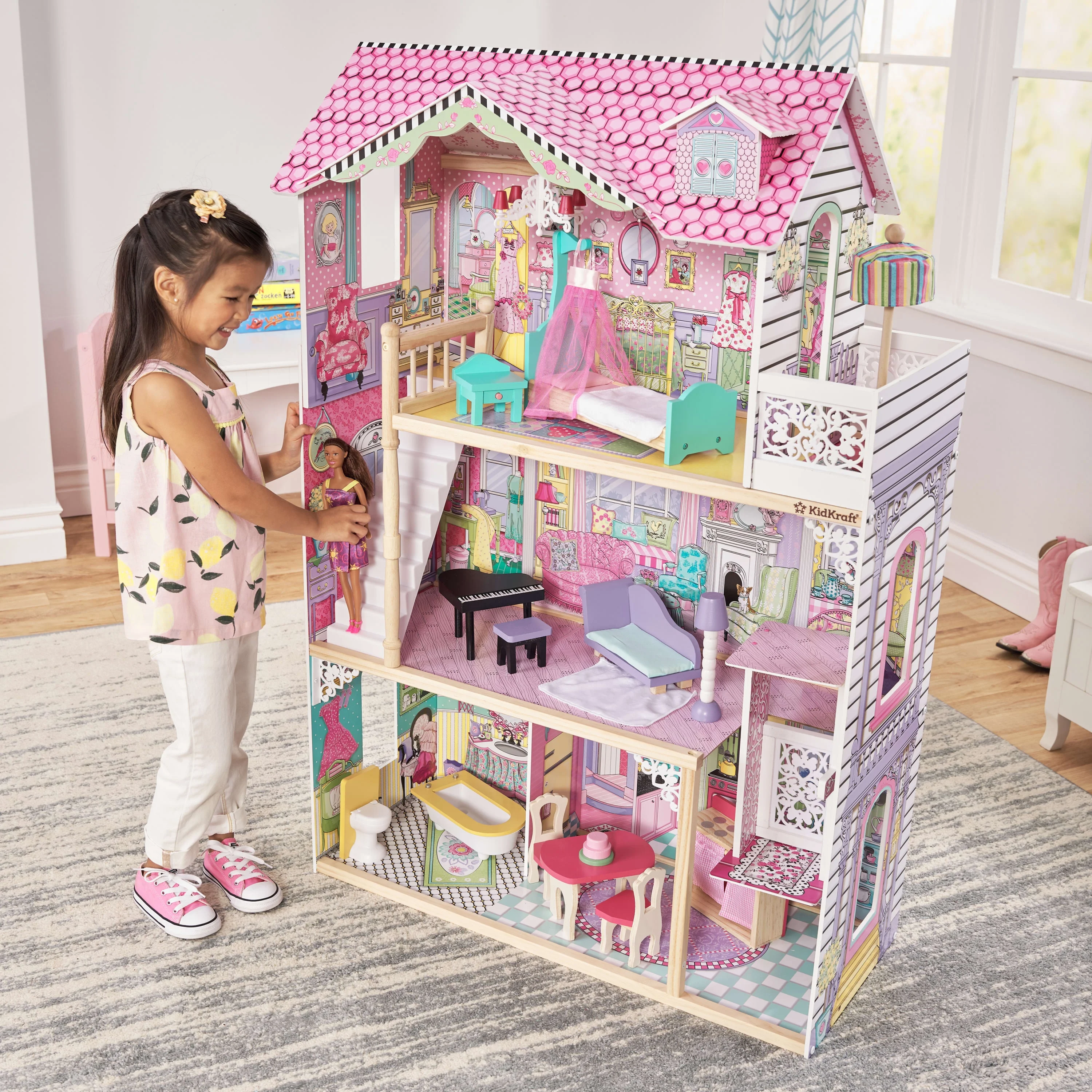 KidKraft Annabelle Wooden Dollhouse with Elevator, 17 Accessories