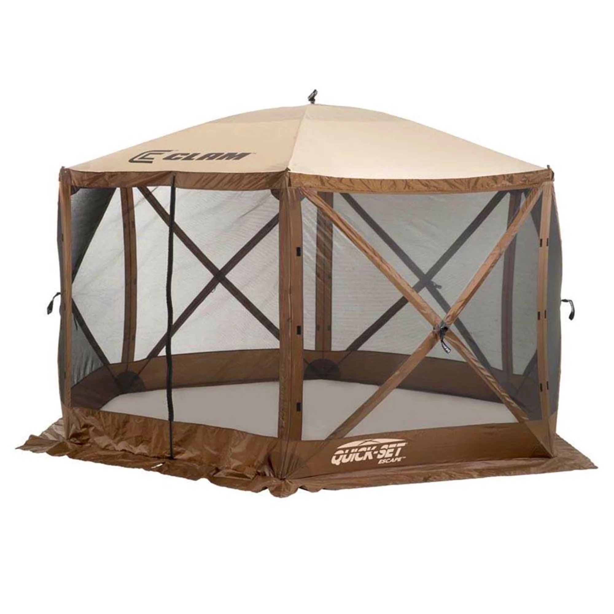 Open Box CLAM Quick-Set Escape Portable Outdoor Gazebo Canopy, Brown