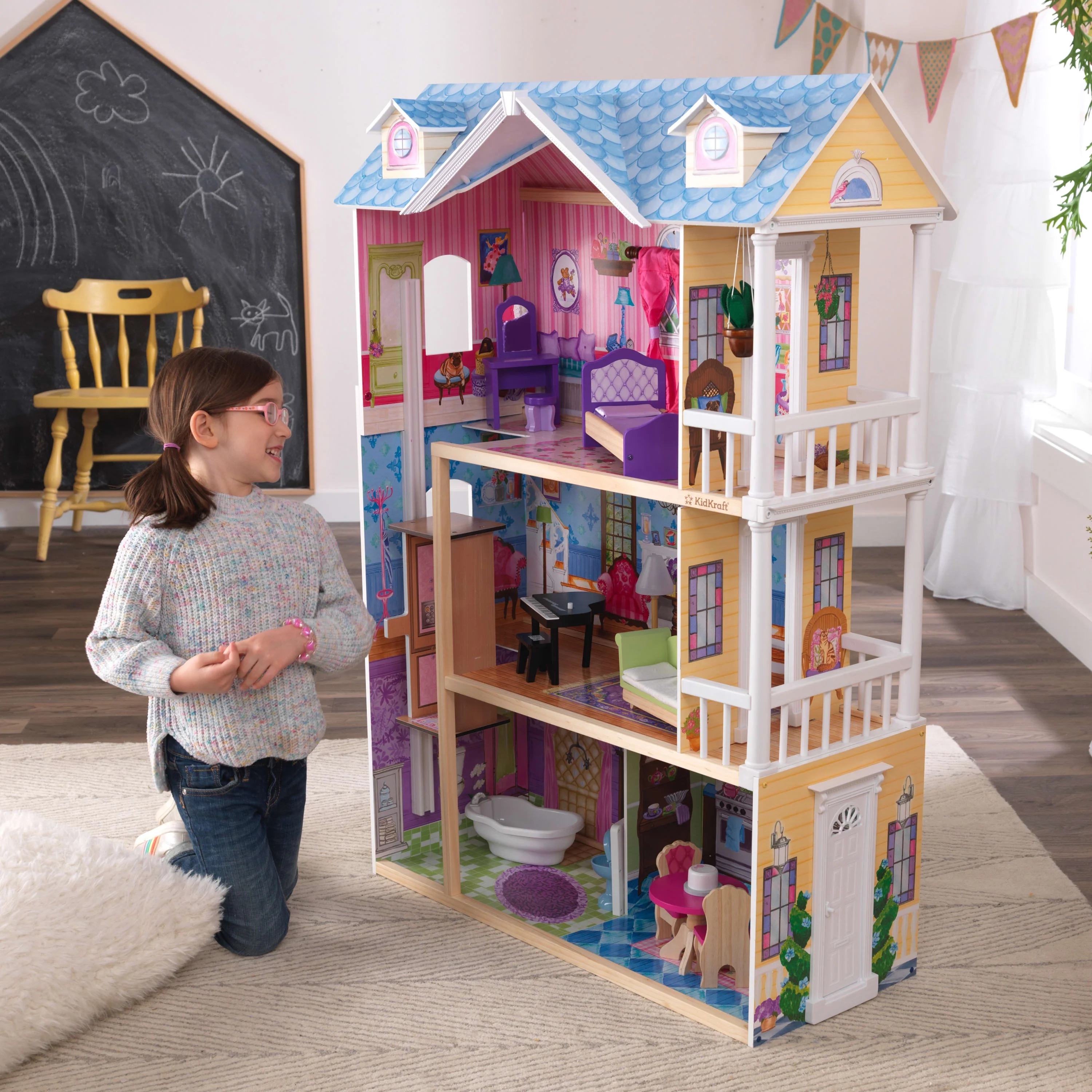 KidKraft My Dreamy Wooden Dollhouse with 14 Accessories